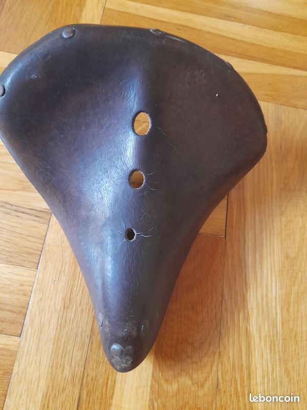 Selle Vélo Cuir Ancienne - Croupon - Henri Gauthier - Made In France - 80s