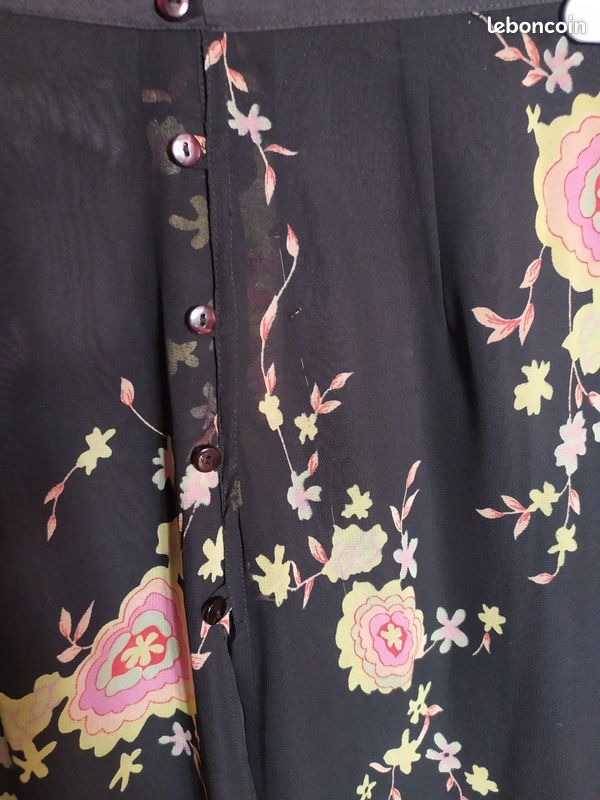 Jupe longue chic T : 36/38 mousseline noire imprimée TBE (image 6)