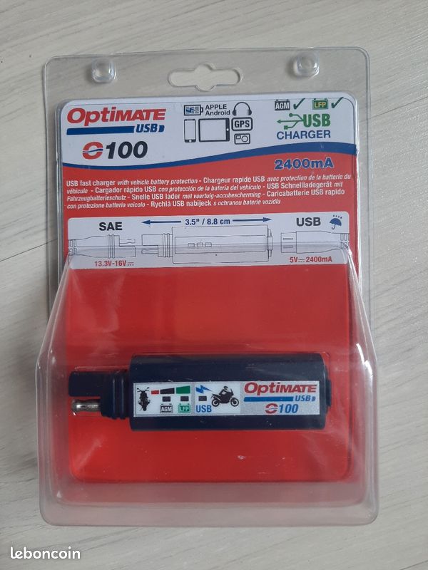 Chargeur USB Optimate O100 - Portable SAE Vers USB 2.4A - Pour Téléphone, GPS, Appareils USB