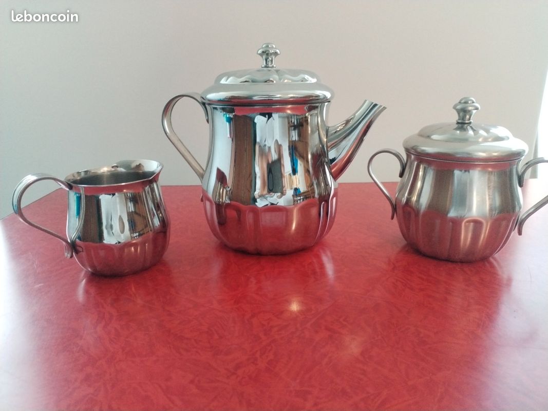 Set De Cafetiere+Sucrier+Pot A Lait Plaque Argent Signe Hilgrim Coffee
