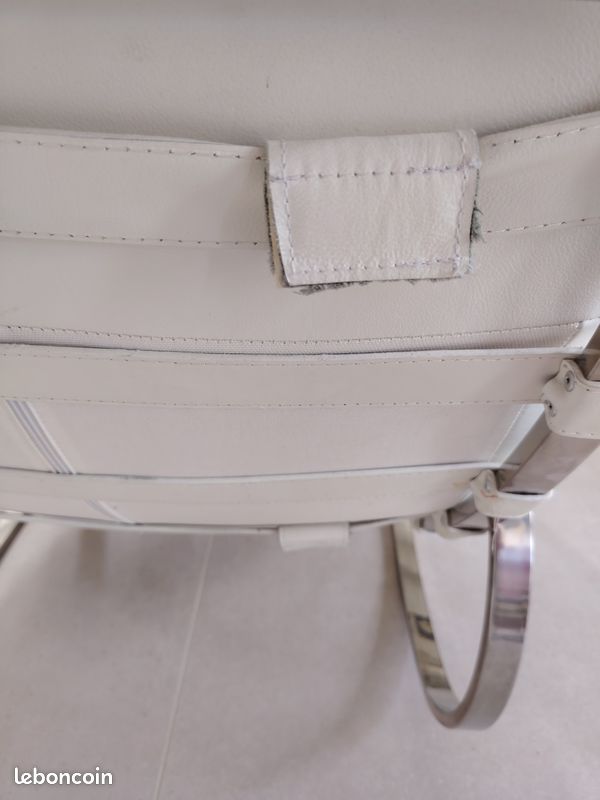 Fauteuil rocking chair en cuir crème (image 8)