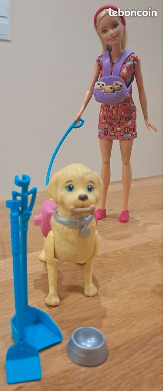 Figurine Barbie Vintage Mattel Avec Son Chiot Labrador - Ancienne Collection - Occasion