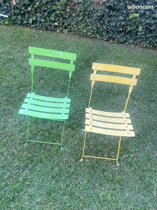 Lot de 2 chaises enfant de jardin en métal et pliable (image 1)