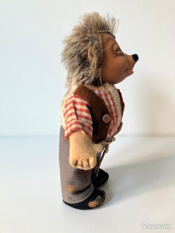 Ancien Jouet Mecki Hérisson Steiff – Allemagne 1950, Figurine Pêcheur, Collection