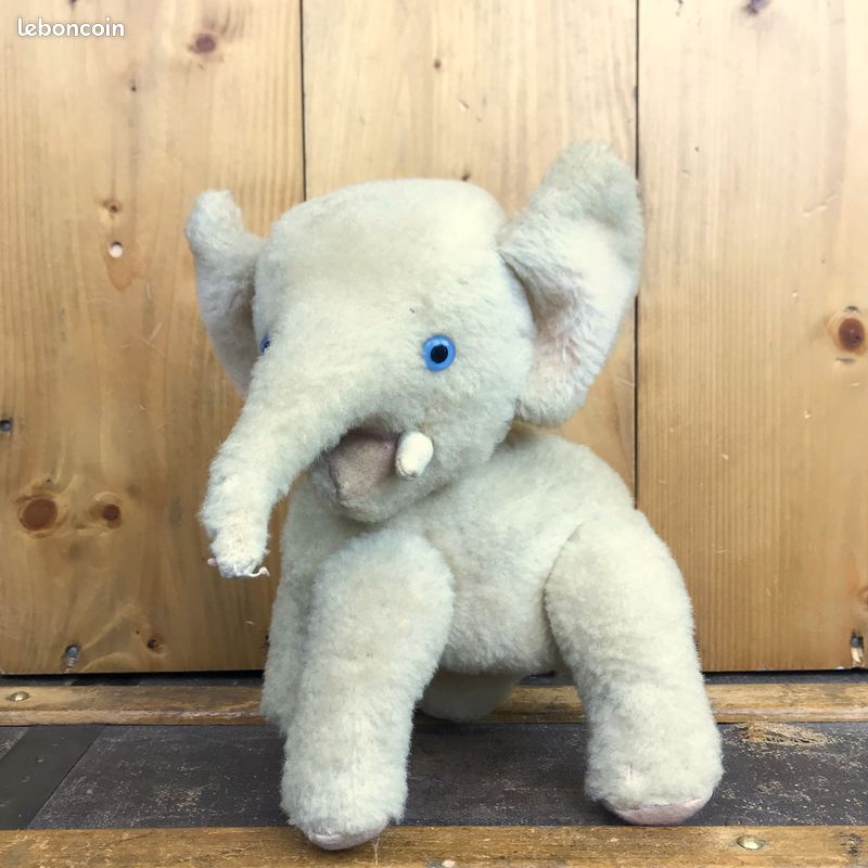 Jouet Ancien peluche articulée doudou vintage Eléphant ancien (image 1)