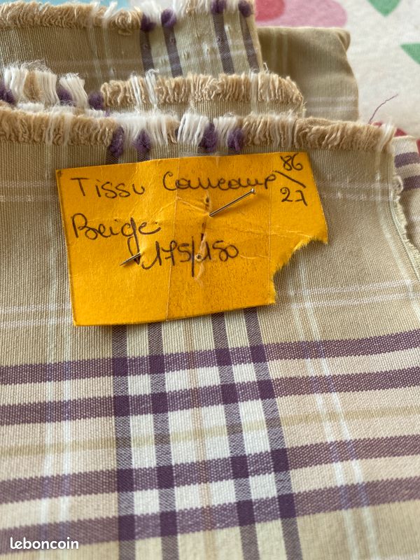 Coupon tissus extensible beige/violet (image 3)