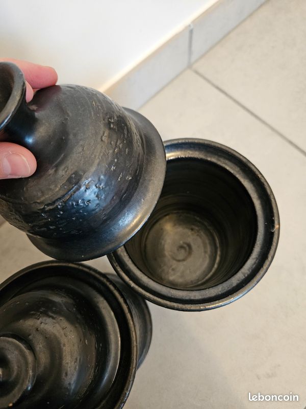 Lot de 2 pots avec couvercles signé Jean Marais - Vallauris (image 4)