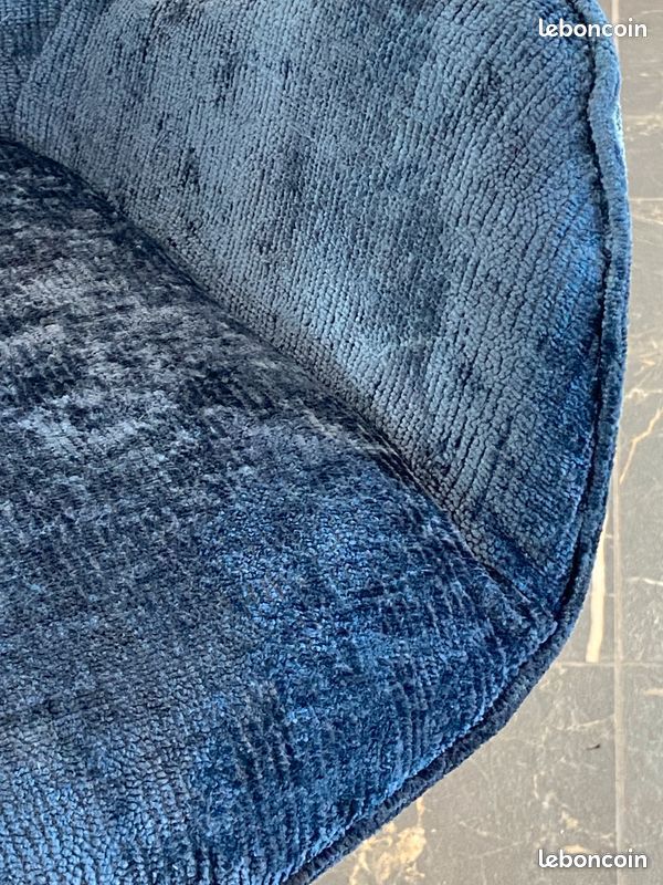 ⭐ 2 chaises tissu pied pivotant 360° ASYAR - Tissu coloris Bleu ⭐ (image 4)
