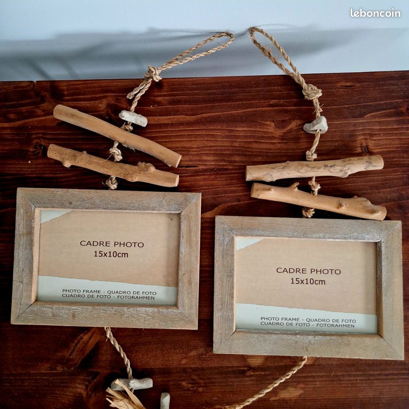 Lot de 2 cadres photos 15x10cm en bois floté (image 2)