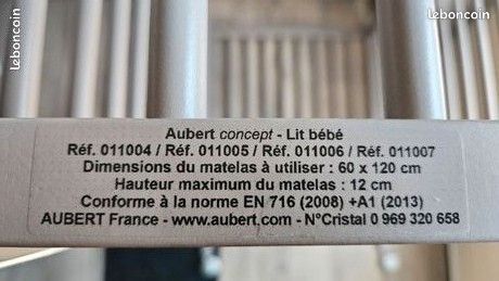 Lit bébé à barreaux + matelas bébé 60x120 cm + draps housses bébé 60x120 cm (image 8)