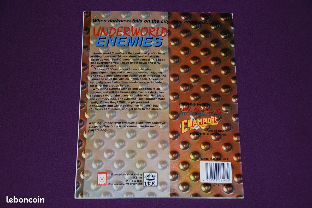 CHAMPIONS Super Roleplaying Game RPG JDR Jeu de Role - Dark : Underworld Enemies (image 2)