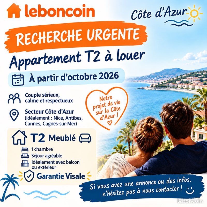 Appartement 2 pièces 40 m² · à Antibes · 40 m² · 1 050 €/mois
