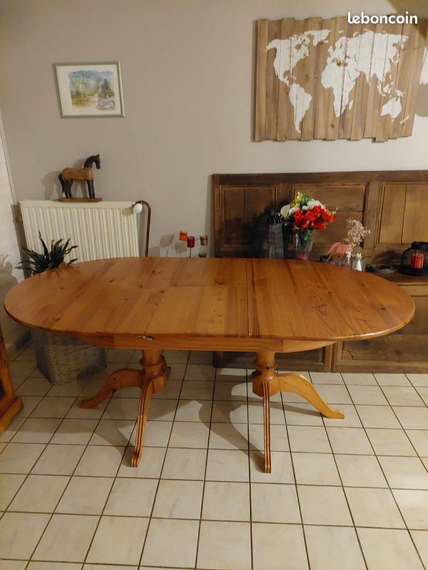 Table est chaises en pin teinté miel (image 3)