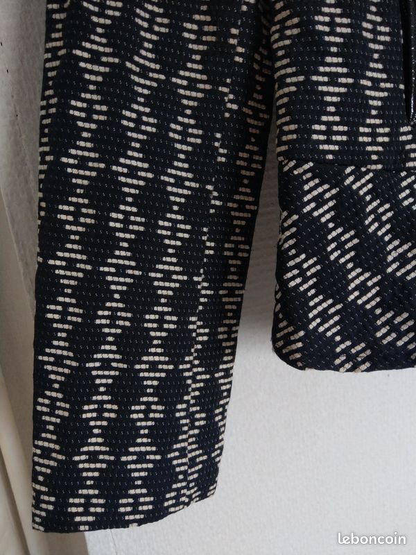 Veste blouson jacquard Morgan noir écru vinyle taille 40 M TBE (image 4)