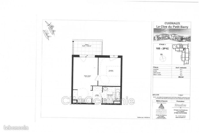 Appartement 2 pièces 39 m²