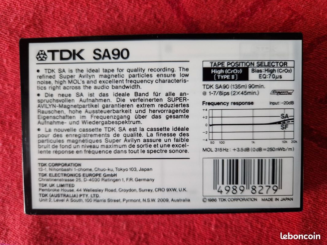 TDK SA90 Cassettes d'occasion de type II, Lot de 4, vendues