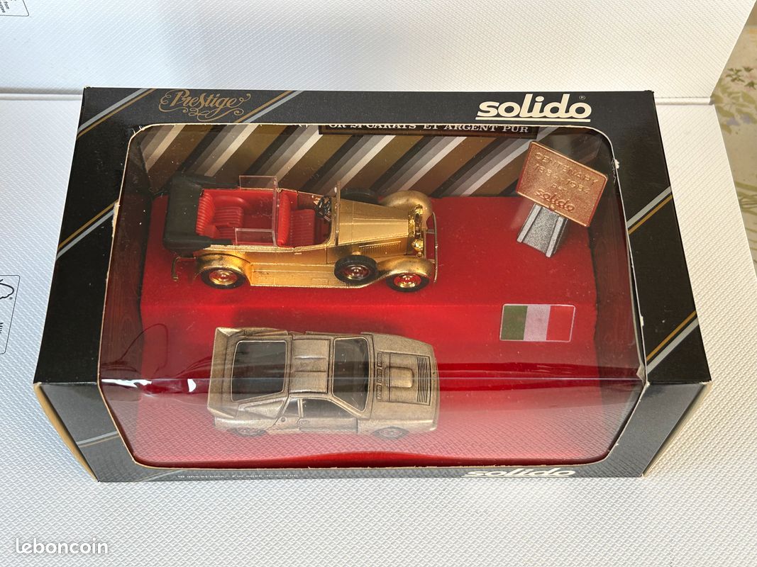 Lot Solido Centenary : FIAT 525N Cabriolet Or & LANCIA 037 Rally Argent, échelle 1:43