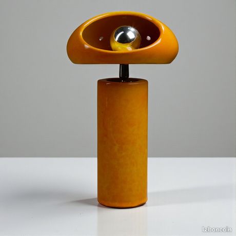 Lampe Champignon Vintage Années 70 - Pied Orange - LED Tactile USB - H21cm