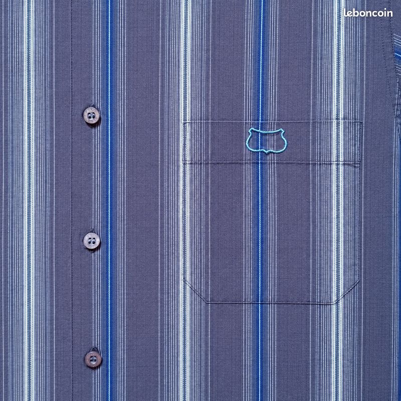 Chemise violette et bleue à rayures – Avec poche poitrine et finitions soignées – Deck No. 28 – Homme Taille 39/40 – Toutes saisons / Bureau et habillé – Neuf (image 8)
