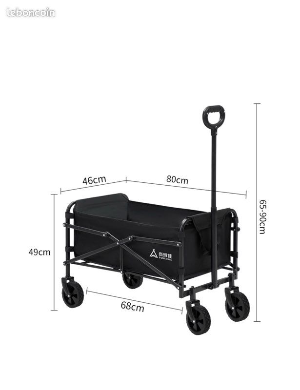 Silvergear® XL Carro de Playa Plegable 150KG | Carro de la Compra | Cochecito | Vagón Plegable | Camping Accessoires | Capacidad de Carga de 150KG | Multifuncional, Suave y maniobrable | Negro