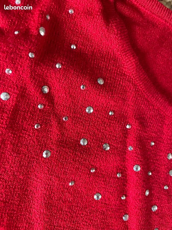 Pull manches courtes Avec strass ronds argent Vêtements