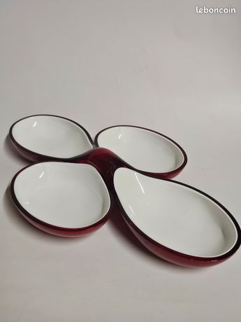 Serviteur Apéritif Guzzini - Ramequins En Plexiglas Rouge - Fabrication Italienne - Occasion