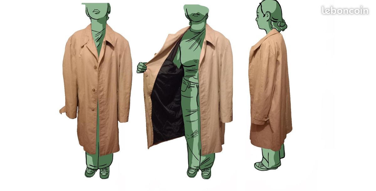 Manteau Imperméable Vintage Diolen - Beige Écru - Taille Unique - Occasion Très Bon État