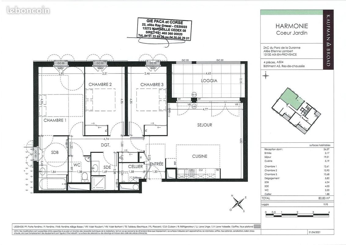 Appartement 4 pièces 81 m² · à Aix-en-Provence · 81 m² · 1 214 €/mois