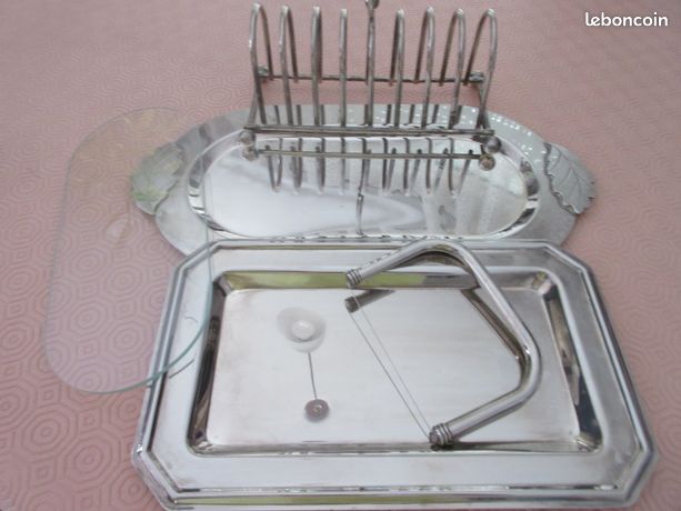 Plat à foie gras et ou buche de noel en métal argenté - 30 cm