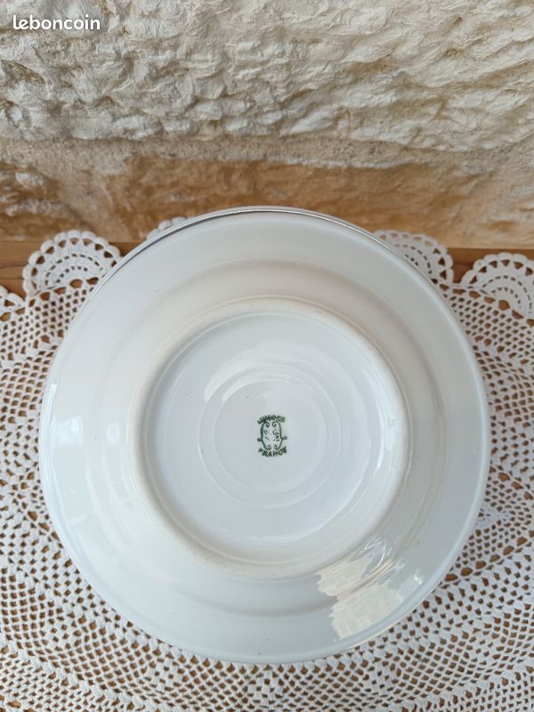 6 assiettes semi creuses porcelaine de Limoges roses (image 7)