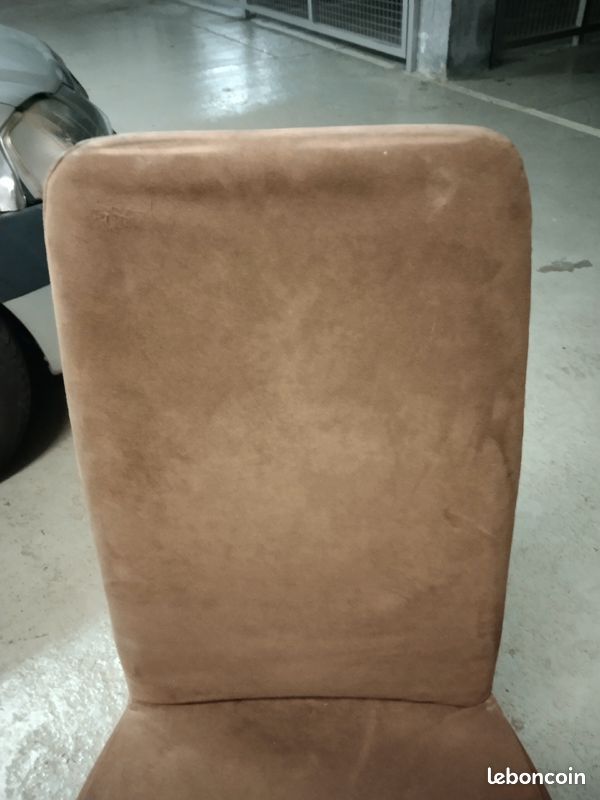 4 chaises fly Line carré vi cuir alcantara beige tendu (image 10)