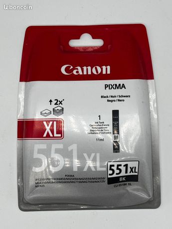 Lot De 2 Cartouches D'Encre Noire Canon PIXMA 551XL BK - Originales - Neuf