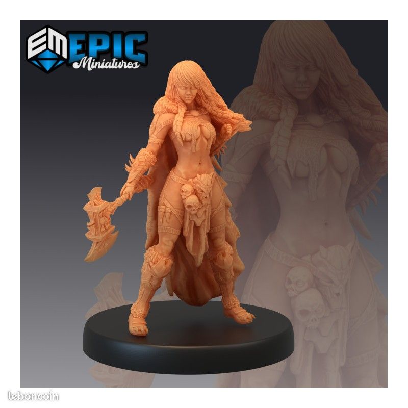 Figurines JdR à peindre - Set de Jeu de rôles : 3 Humaines Guerrières Barbares (image 3)