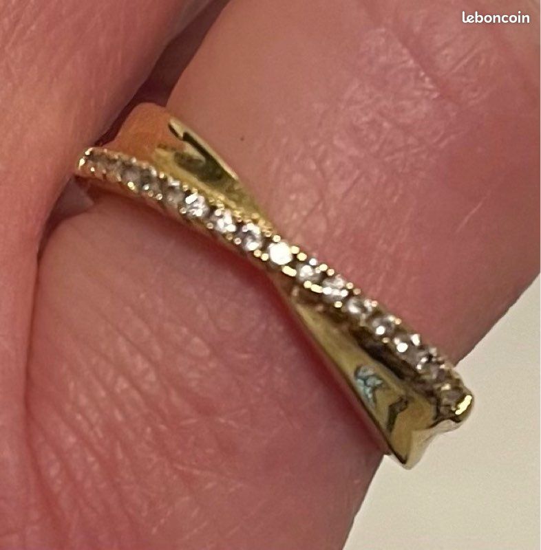 Bague Femme Plaque Or 750/000 - Taille 50, Anneau Simple, Neuve Avec étiquette