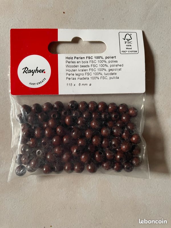 Lot De 4200 Perles En Bois Anciennes - Forme Olive Bordeaux - Filées Prêtes à Créer