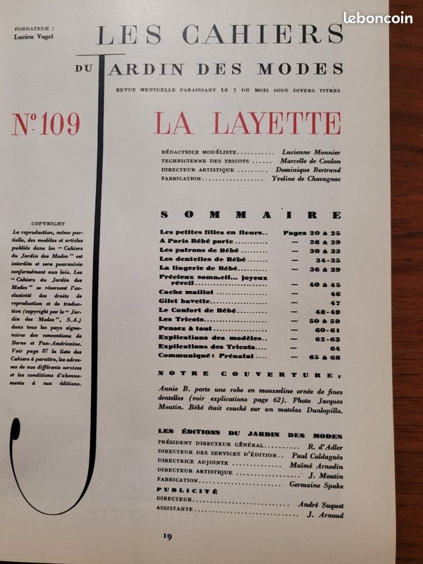 A la Recherche des Modes Perdues et Oubliées : Jardin Des Modes - Septembre 1925