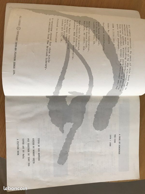 Livre songwords 1978-1989 The Cure Robert Smith (image 3)