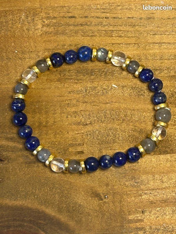 Bracelet Intuition et Protection – Lapis-Lazuli, Labradorite & Cristal de Roche (image 4)