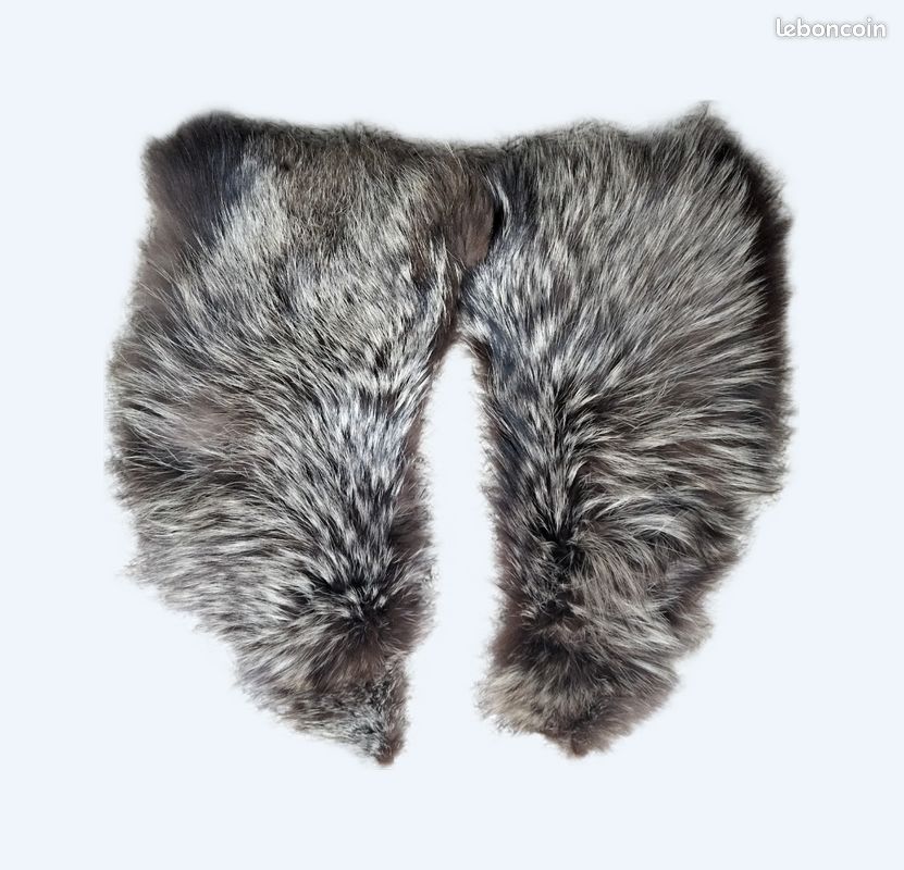 Col En Fourrure Renard Argenté Vintage - Fait Main En France Années 90 - Occasion Chic