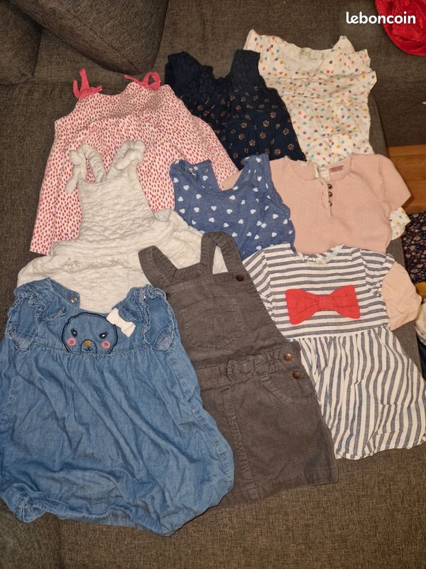 Lot 9 robes manches courtes 6/9mois (image 1)