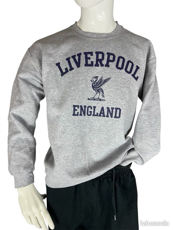 Pull ras cou liverpool england football soccer supporter gildan coton gris - M - Vêtements