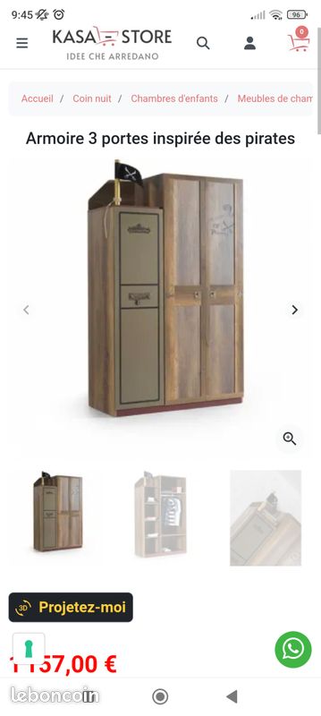 Vends lit bateau et armoire pirate (image 2)