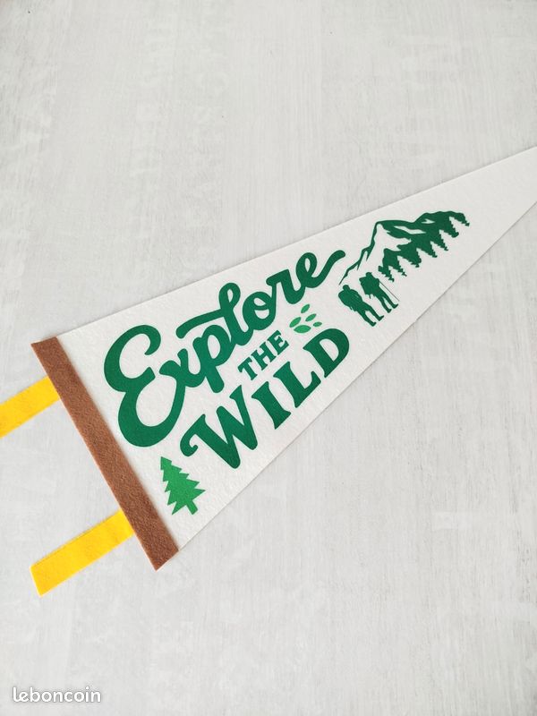 Fanion Explore the Wild | Feutrine & Sérigraphie | souvenir Sport randonnée | Décoration vintage (image 2)