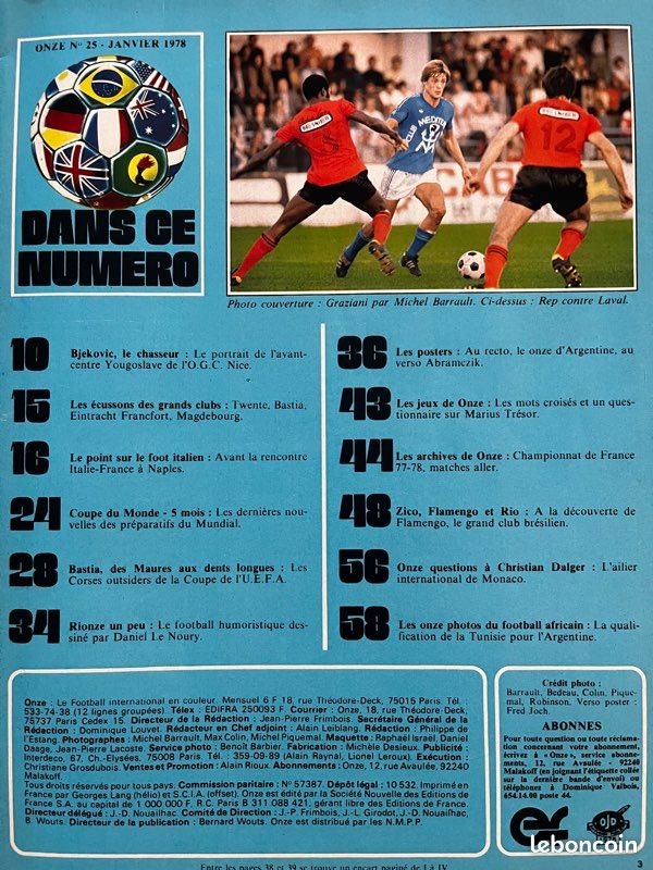 MAGAZINE ONZE FOOTBALL N°36 Décembre 1978 - KEMPES ONZE D'OR 1978
