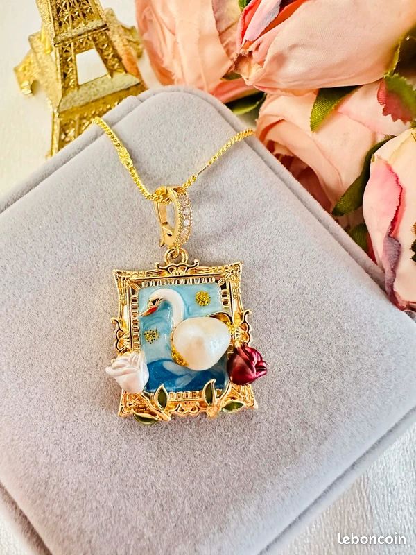 Collier Pendentif Citronnier Fait Main - Perle Et Plaqué Or/argent - 16 Pouces