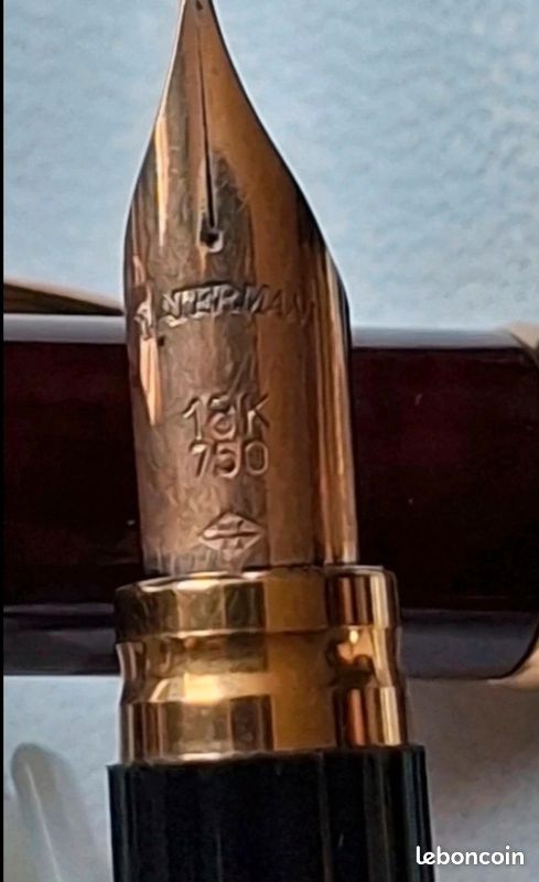 Parure Ancienne Waterman - Stylo Plume OR 18K Et Stylo Bille - Laque Noire