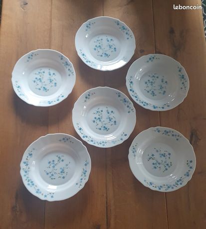 LOT DE 7 Assiettes Creuses à Soupe Vintage Myosotis Arcopal EUR 16,00