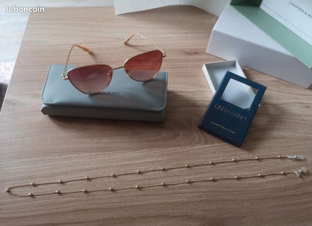 Lunette de soleil avec chaîne San Francisco rose Montres Bijoux