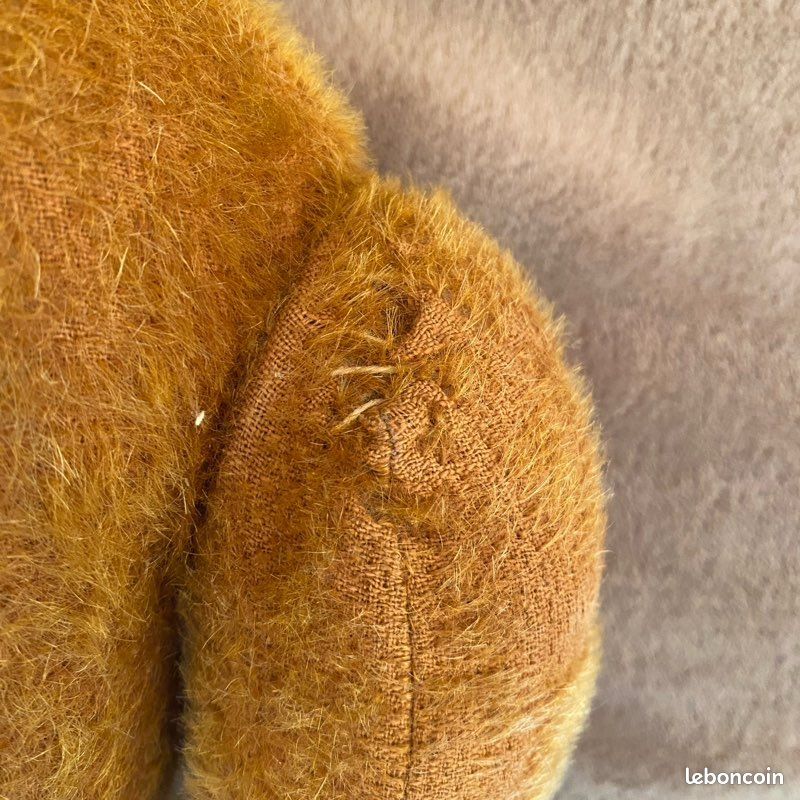 Vieux Ours En Peluche 40 Cm - Rembourrage Paille De Bois - Années 1950 - Vintage