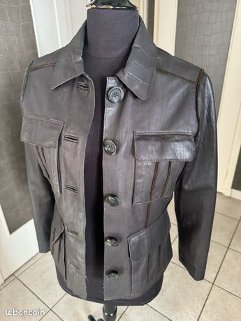 Blouson/veste En Cuir D'agneau ISACO Taille 42 - Rouge - Occasion Très Bon état - Pour Femme - Fermeture Zippée